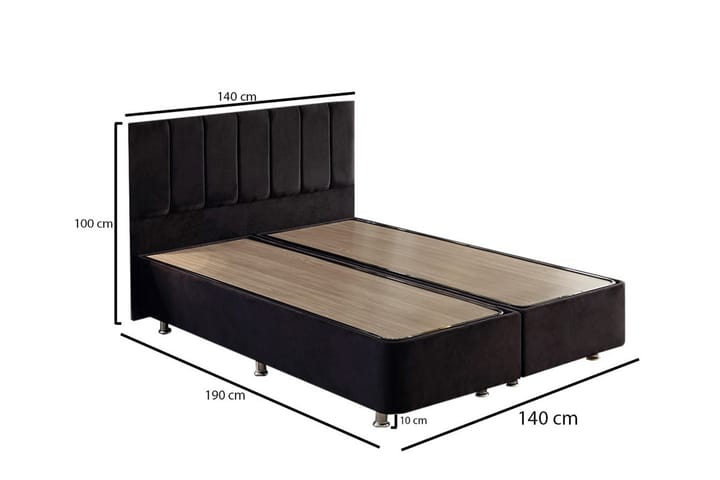Sängynrunko Huanal Tupla sängynpäädyllä 140x190 cm - Musta - Sänkykehikot & sängynrungot