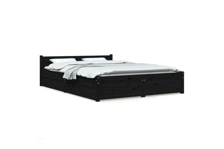 Sängynrunko laatikoilla musta 160x200 cm - Musta - Sänkykehikot & sängynrungot