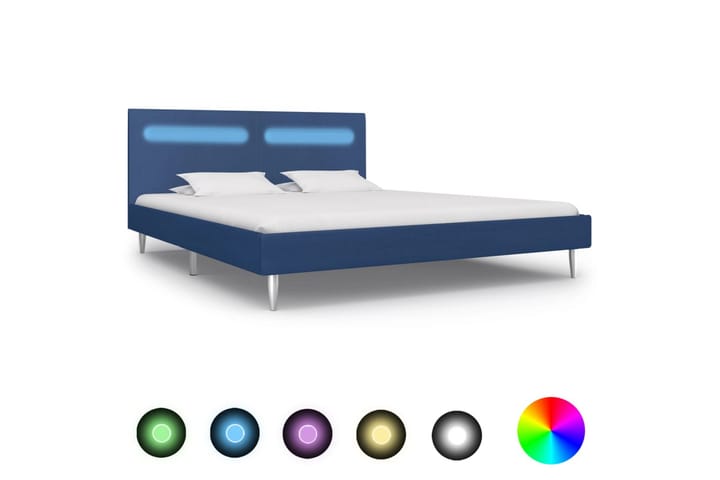 Sängynrunko LED-valolla sininen kangas 150x200 cm - Sininen - Sänkykehikot & sängynrungot