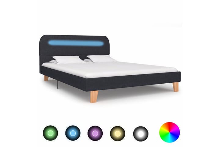Sängynrunko LED-valolla tummanharmaa kangas 135x190 cm - Harmaa - Sänkykehikot & sängynrungot
