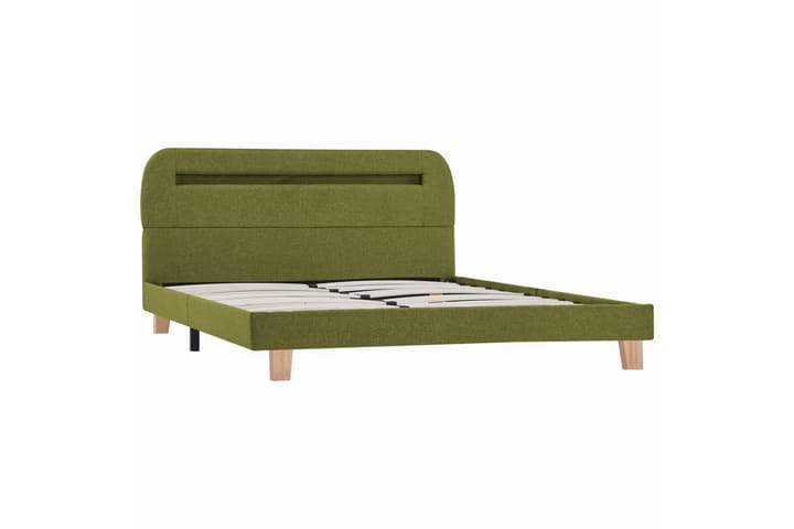Sängynrunko LED-valolla vihreä kangas 135x190 cm - Vihreä - Sänkykehikot & sängynrungot