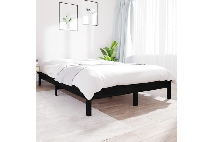 Sängynrunko musta 120x200 cm täysi mänty - Musta - Sänkykehikot & sängynrungot