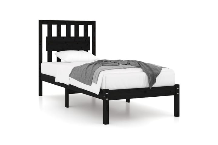 Sängynrunko musta täysi mänty 100x200 cm - Musta - Sänkykehikot & sängynrungot