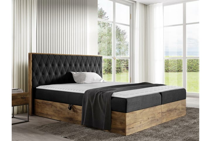 Sängynrunko Oberting 180x200 cm - Musta/Puu - Sänkykehikot & sängynrungot