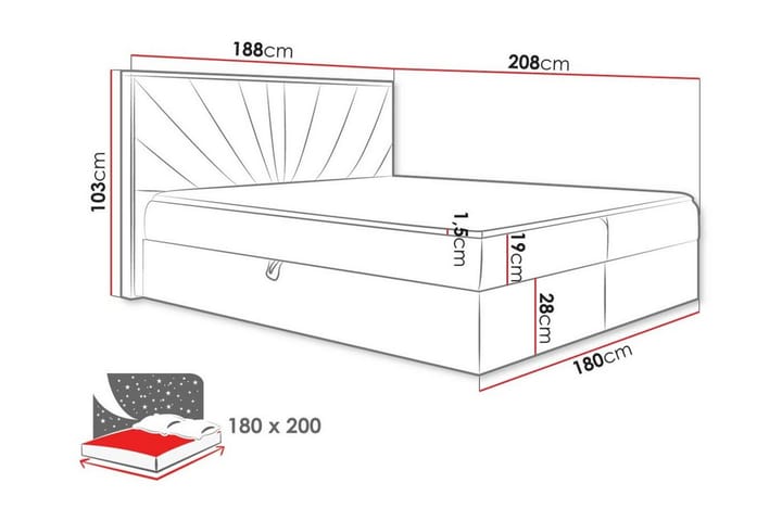 Sängynrunko Oberting 180x200 cm - Puu/musta - Sänkykehikot & sängynrungot