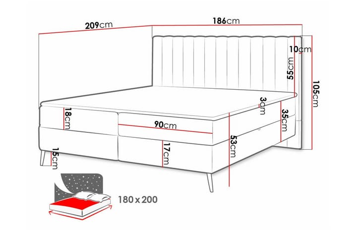 Sängynrunko Rathkeale 180x200 cm - Beige - Sänkykehikot & sängynrungot