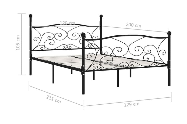 Sängynrunko sälepohjalla musta metalli 120x200 cm - Musta - Sänkykehikot & sängynrungot