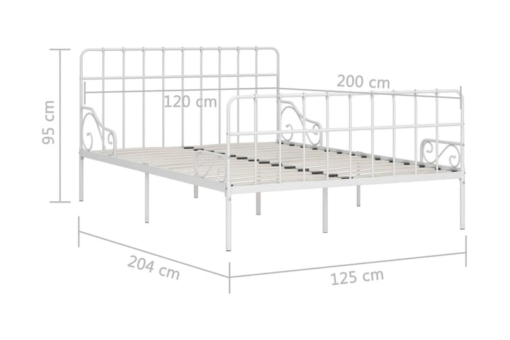 Sängynrunko sälepohjalla valkoinen metalli 120x200 cm - Valkoinen - Sänkykehikot & sängynrungot