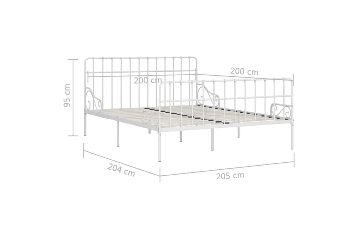 Sängynrunko sälepohjalla valkoinen metalli 200x200 cm - Valkoinen - Sänkykehikot & sängynrungot