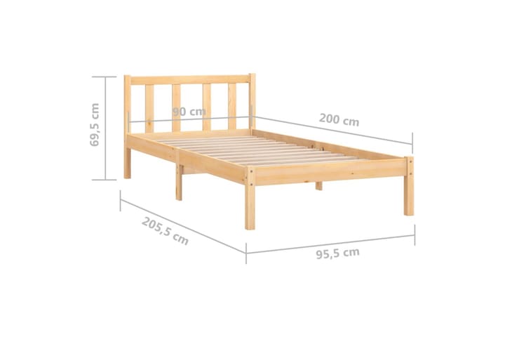 Sängynrunko täysi mänty 90x200 cm - Sänkykehikot & sängynrungot