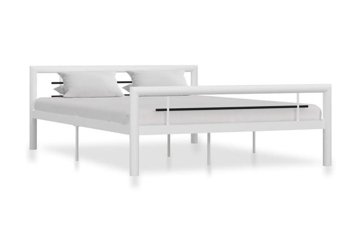 Sängynrunko valkoinen ja musta metalli 160x200 cm - Valkoinen - Sänkykehikot & sängynrungot