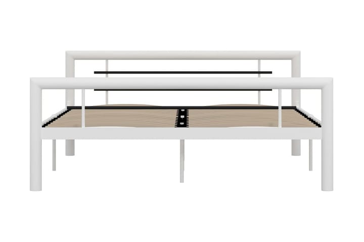 Sängynrunko valkoinen ja musta metalli 160x200 cm - Valkoinen - Sänkykehikot & sängynrungot