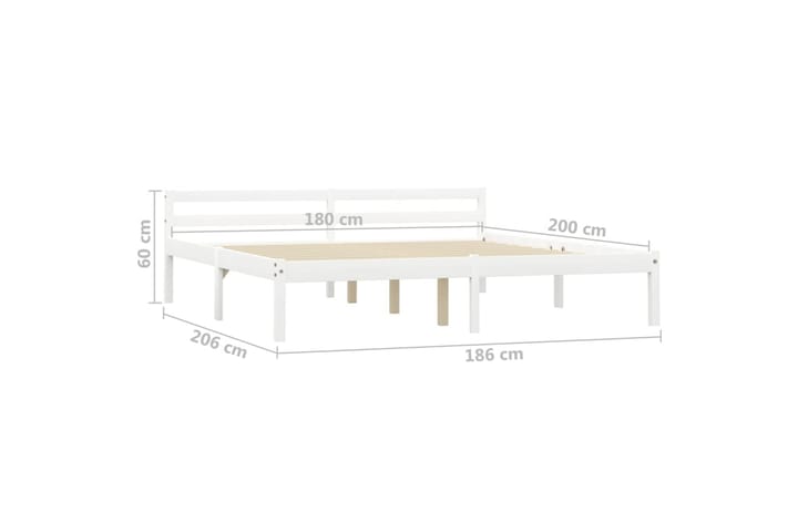 Sängynrunko valkoinen täysi mänty 180x200 cm - Valkoinen - Sänkykehikot & sängynrungot