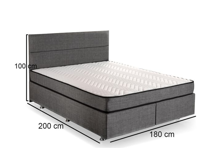 Sängynrunko Zilarra sängynpäädyllä 180x200 cm - Harmaa - Sänkykehikot & sängynrungot