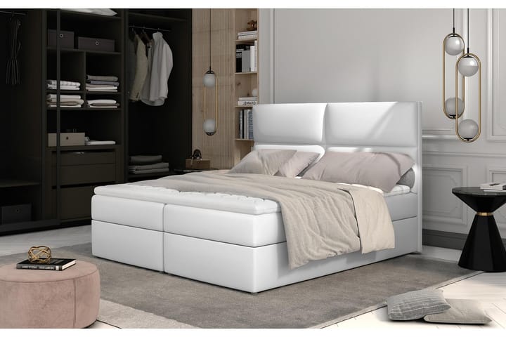 Sänkypaketti Epenede 160x200 cm - Nahka/valkoinen - Sänkypaketti