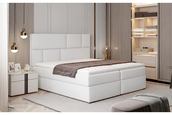 Sänkypaketti Maiano 160x200 cm - Nahka/valkoinen - Sänkypaketti
