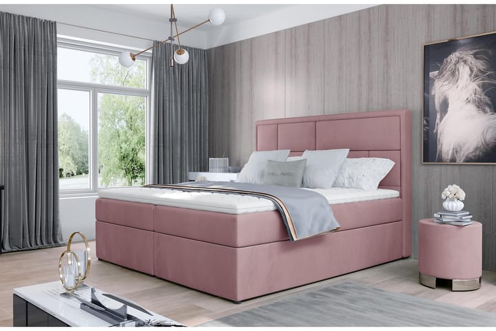 Sänkypaketti Varrains 160x200 cm - Vaaleanpunainen - Sänkypaketti