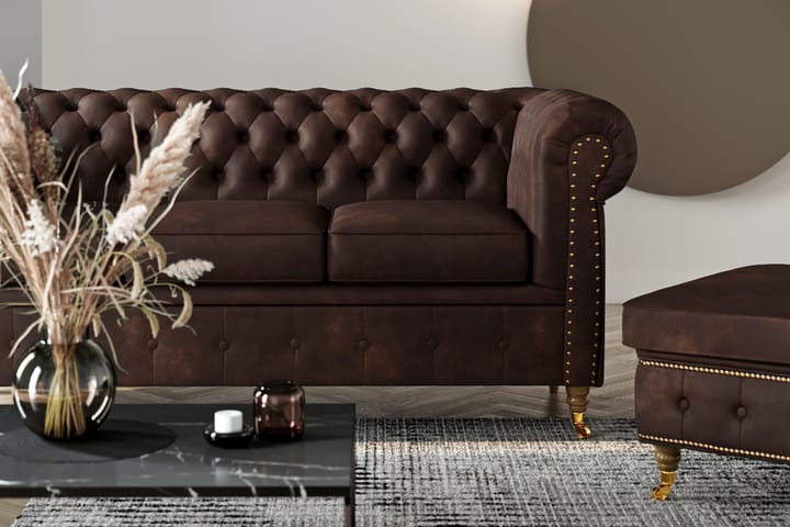Sohva Chester Deluxe 3:n ist Vintage - Tummanruskea - 3:n istuttava sohva - Howard-sohvat - Nahkasohva
