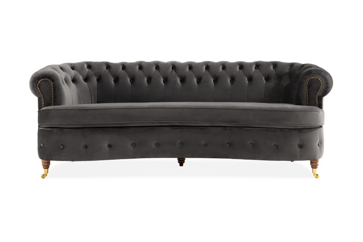 Sohva Chester Deluxe Kaareva - Harmaa - 3:n istuttava sohva - Howard-sohvat