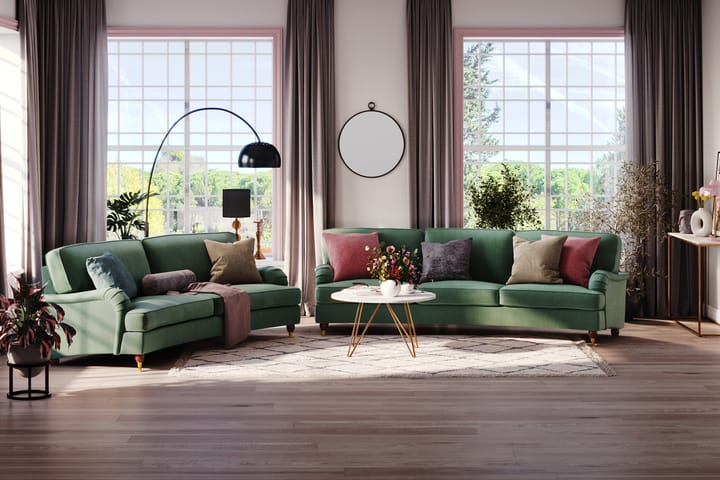 Sohva Oxford Lyx 4:n ist Kaareva - Vihreä - Howard-sohvat - 4:n istuttava sohva