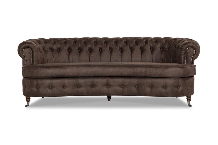 Sohva Walton Lyx 3:n ist Kaareva - Tummanruskea - 3:n istuttava sohva - Howard-sohvat