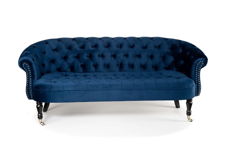 Sohva Chester Ludovic 3:n ist - Sininen - 3:n istuttava sohva - Howard-sohvat - Samettisohva