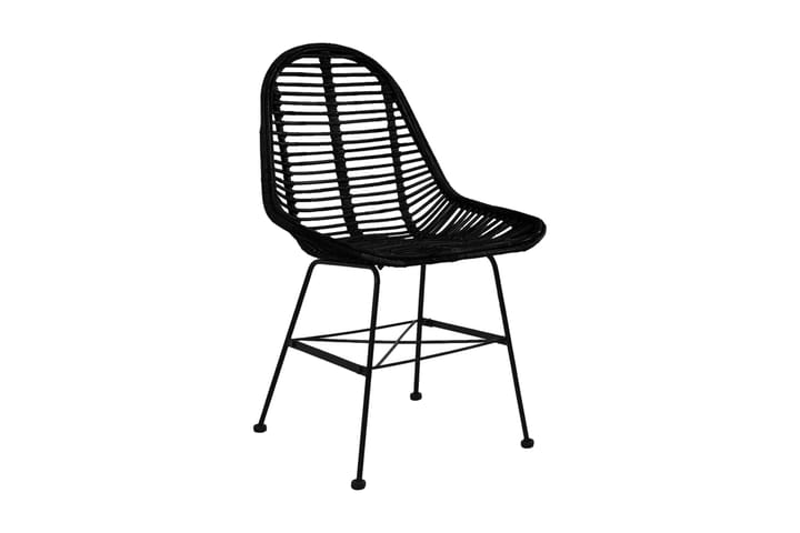 Ruokapöydän tuolit 2 kpl musta luonnollinen rottinki - Musta - Meikkituoli - Käsinojallinen tuoli - Ruokapöydän tuolit