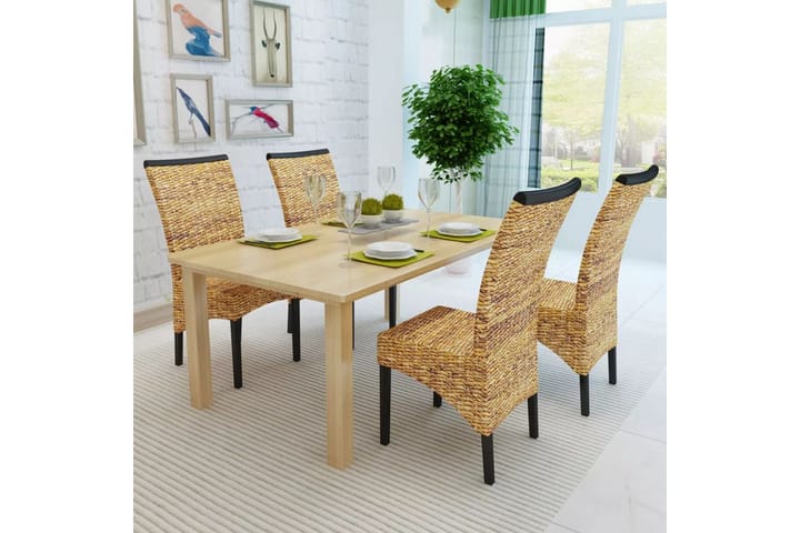 Ruokapöydän tuolit 4 kpl manilla ja täysi mangopuu - Ruskea - Ruokapöydän tuolit - Meikkituoli - Käsinojallinen tuoli