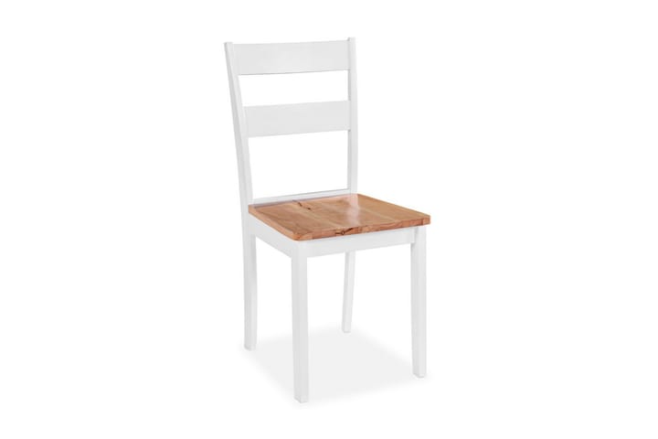 Ruokapöydän tuolit 4 kpl valkoinen täysi kumipuu - Valkoinen - Ruokapöydän tuolit - Käsinojallinen tuoli - Meikkituoli