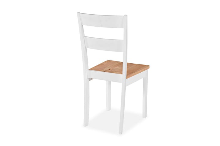 Ruokapöydän tuolit 4 kpl valkoinen täysi kumipuu - Valkoinen - Ruokapöydän tuolit - Käsinojallinen tuoli - Meikkituoli