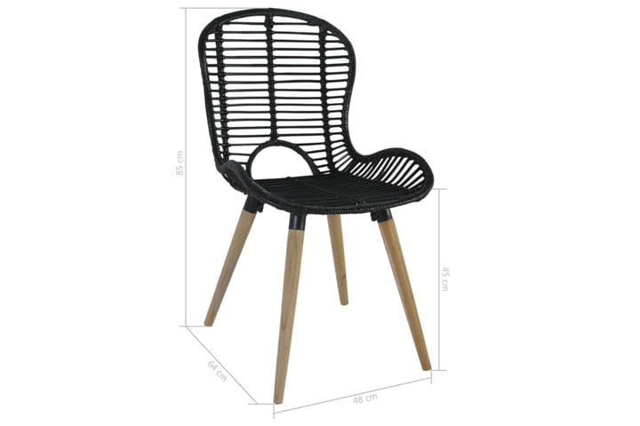 Ruokapöydän tuolit 6 kpl musta luonnollinen rottinki - Musta - Ruokapöydän tuolit - Käsinojallinen tuoli - Meikkituoli