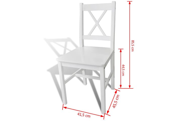 Ruokapöydän tuolit 6 kpl valkoinen mänty - Valkoinen - Ruokapöydän tuolit - Käsinojallinen tuoli - Meikkituoli