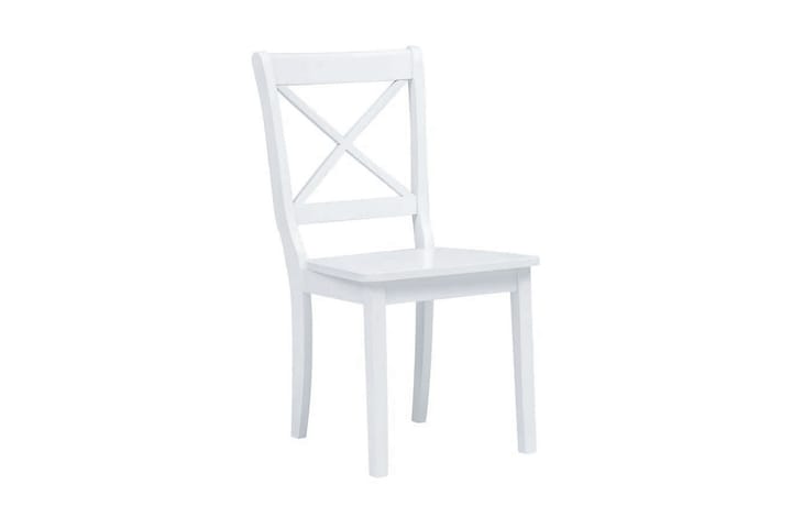 Ruokatuolit 2 kpl valkoinen kumipuu - Valkoinen - Ruokapöydän tuolit - Käsinojallinen tuoli - Meikkituoli
