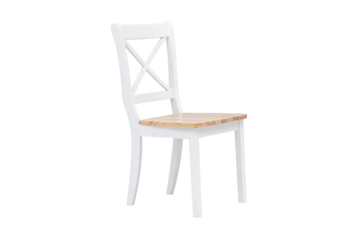 Ruokatuolit 6 kpl valkoinen ja vaalea täysi kumipuu - Valkoinen - Ruokapöydän tuolit - Käsinojallinen tuoli - Meikkituoli