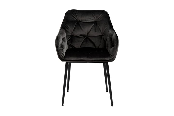 Nojatuoli Olze VIC-kangas 2-pak - Ruskea/Matta Musta - Ruokapöydän tuolit - Meikkituoli - Käsinojallinen tuoli