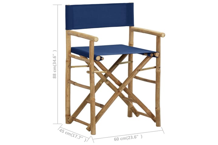 Kokoontaitettava ohjaajantuoli 2 kpl sininen bambu ja kangas - Ohjaajantuoli - Tuoli & nojatuoli