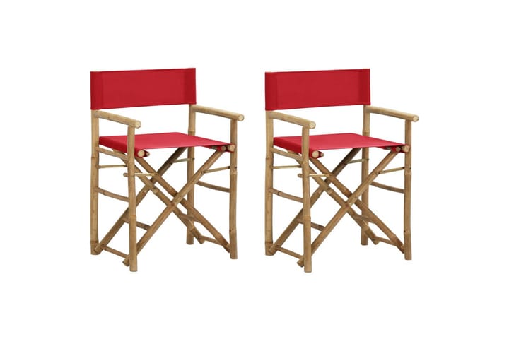 Kokoontaitettava ohjaajantuoli 2kpl punainen bambu ja kangas - Ohjaajantuoli - Tuoli & nojatuoli