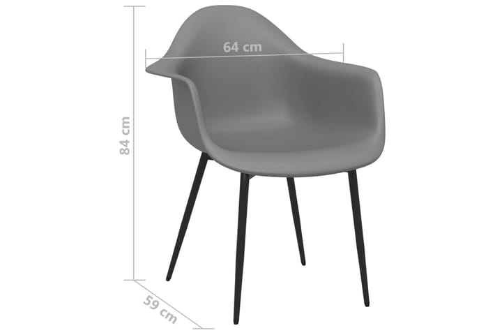 Ruokatuolit 2 kpl harmaa PP - Ruokapöydän tuolit - Käsinojallinen tuoli - Meikkituoli