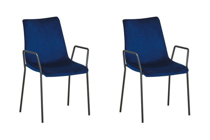 Ruokatuoli Royos 2-pak - Sametti / tummansininen - Ruokapöydän tuolit - Meikkituoli - Käsinojallinen tuoli
