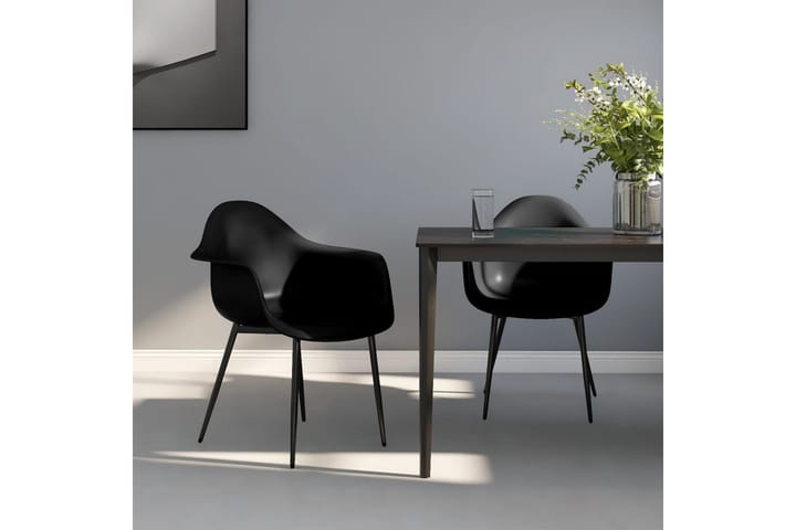 Ruokatuolit 2 kpl musta PP - Ruokapöydän tuolit - Meikkituoli - Käsinojallinen tuoli