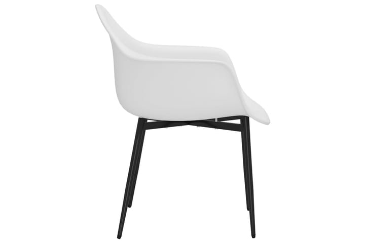 Ruokatuolit 2 kpl valkoinen PP - Ruokapöydän tuolit - Käsinojallinen tuoli - Meikkituoli