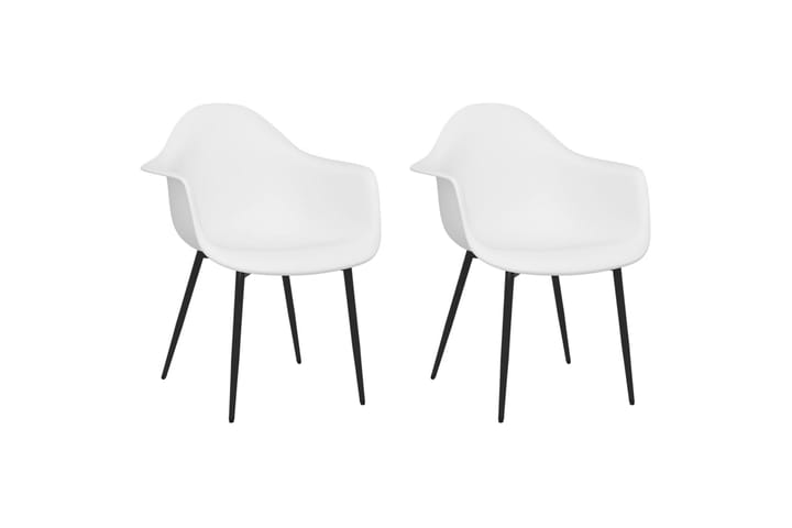 Ruokatuolit 2 kpl valkoinen PP - Ruokapöydän tuolit - Käsinojallinen tuoli - Meikkituoli