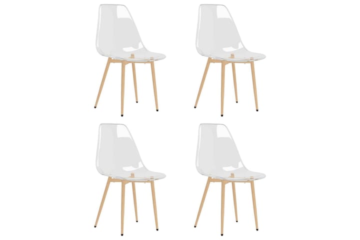 Ruokatuolit 4 kpl läpinäkyvä PET - Ruokapöydän tuolit - Käsinojallinen tuoli - Meikkituoli