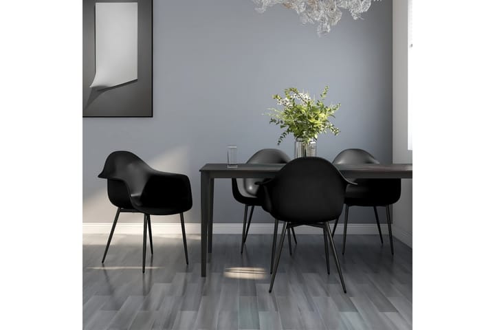 Ruokatuolit 4 kpl musta PP - Meikkituoli - Käsinojallinen tuoli - Ruokapöydän tuolit