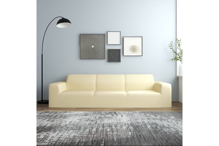 beBasic Joustava 4-istuttavan sohvan pä�ällinen kerma polyesteri jersey - Kerma - Huonekalupäälliset