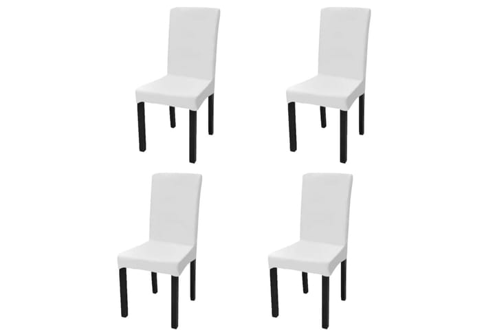 Suora Venyvä tuolinsuoja 4 kpl Valkoinen - Valkoinen - Huonekalupäälliset