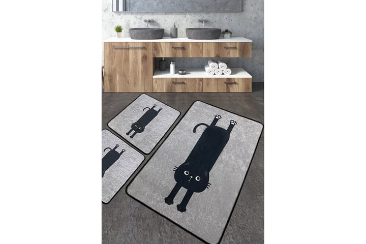 Kylpyhuonematto Nintai 60x100 cm Suorakaide - Harmaa - Kylpyhuoneen matto