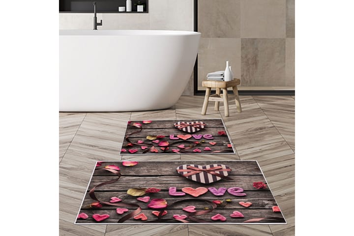 Kylpyhuonematto Pallawi 60x150 cm Suorakaide - Monivärinen - Kylpyhuoneen matto