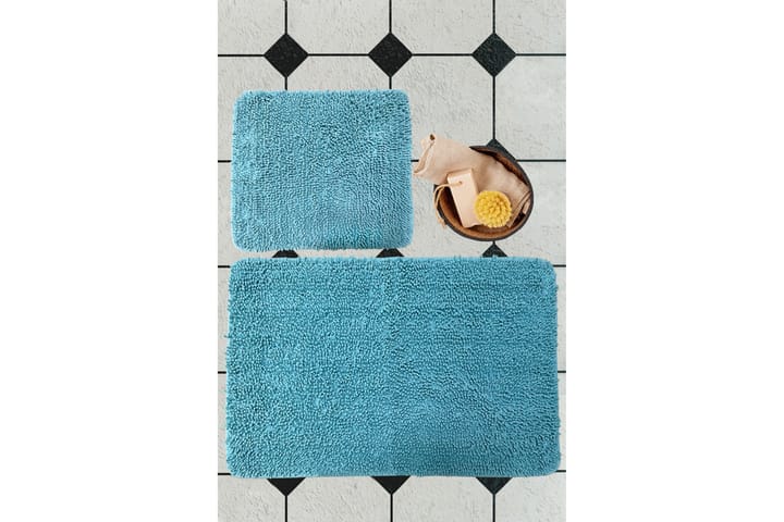 Kylpyhuonematto Victoria 60x100 cm Suorakaide - Sininen - Kylpyhuoneen matto