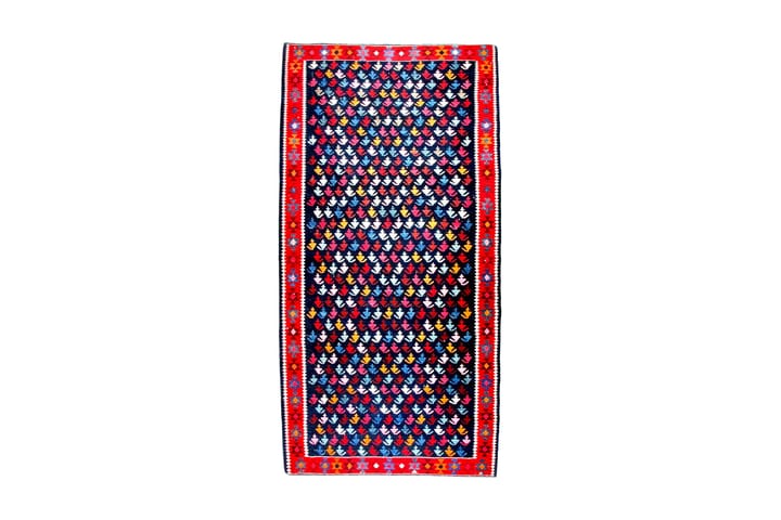 Käsinsolmittu Persialainen Matto 132x281 cm Kelim - Tummansininen / Punainen - Kelim-matto